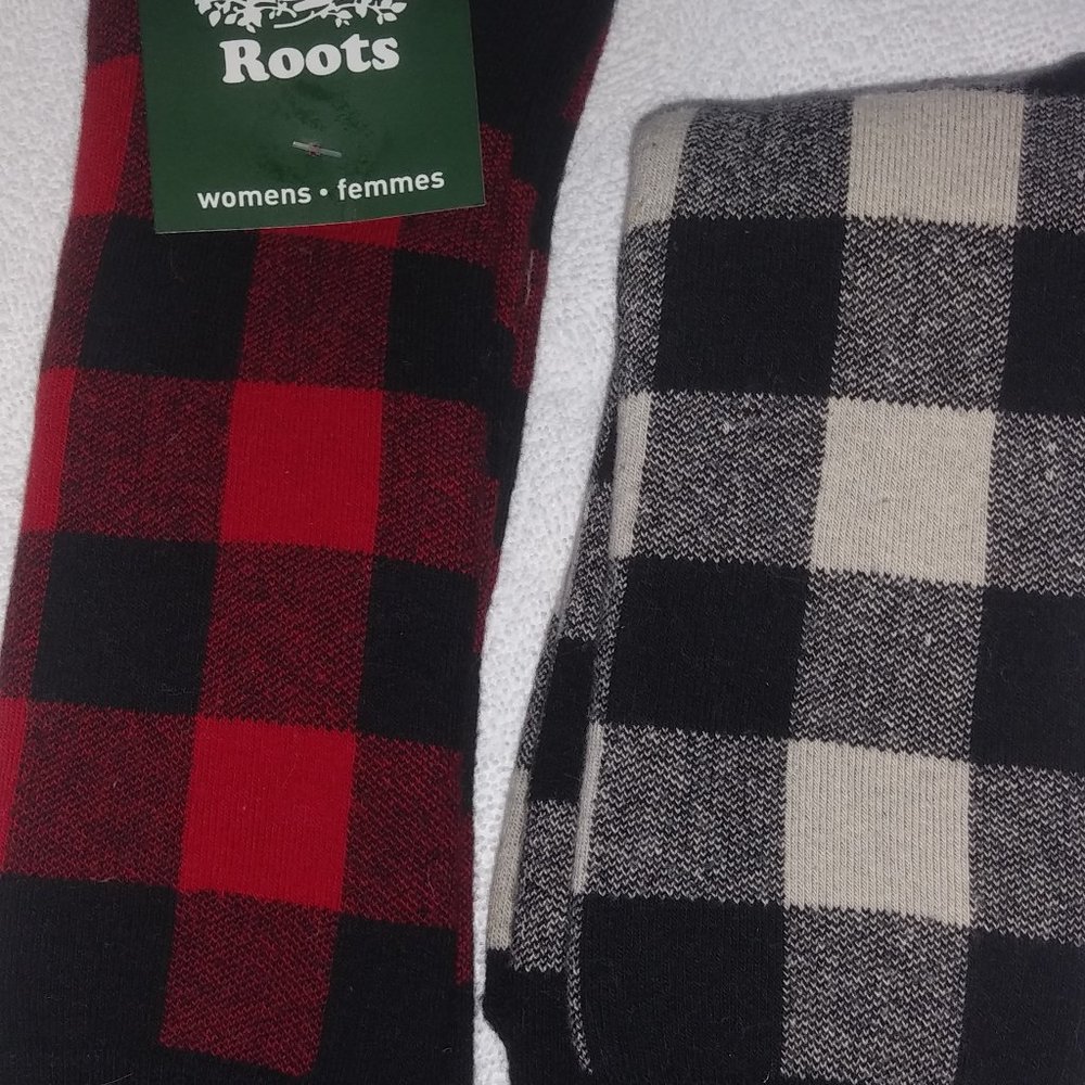 Women's Roots Buffalo Check Socks